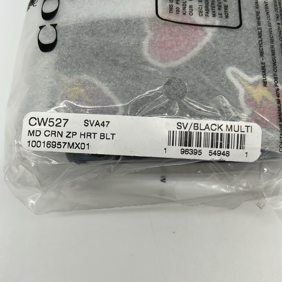 Coach Medium Corner Zip Wallet With Heart Bolt
Print Silver Black Multi - Picture 12 of 15